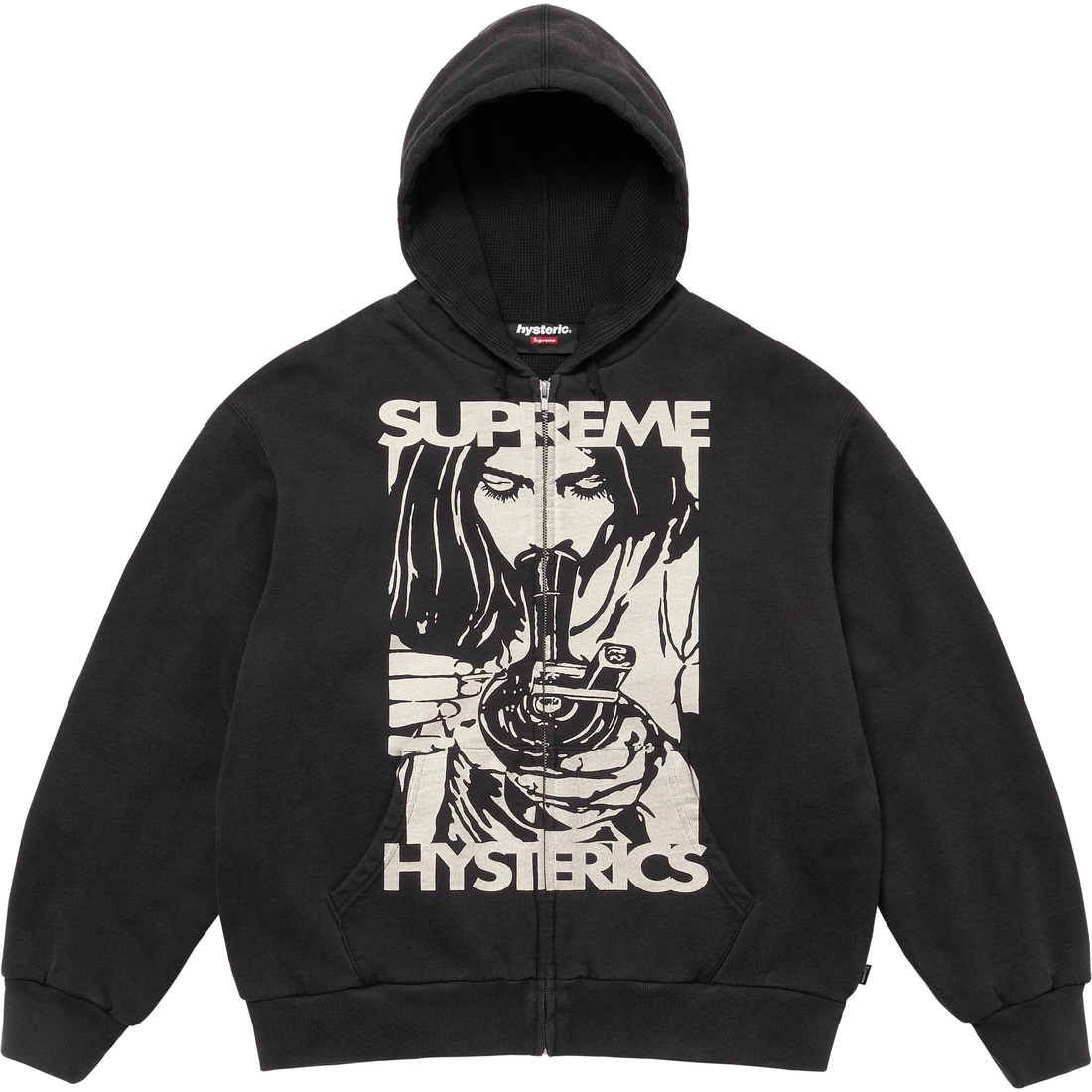 Supreme Supreme HYSTERIC GLAMOUR Thermal Lined Zip Up Hooded Sweatshirt (FW24) - Black - $218