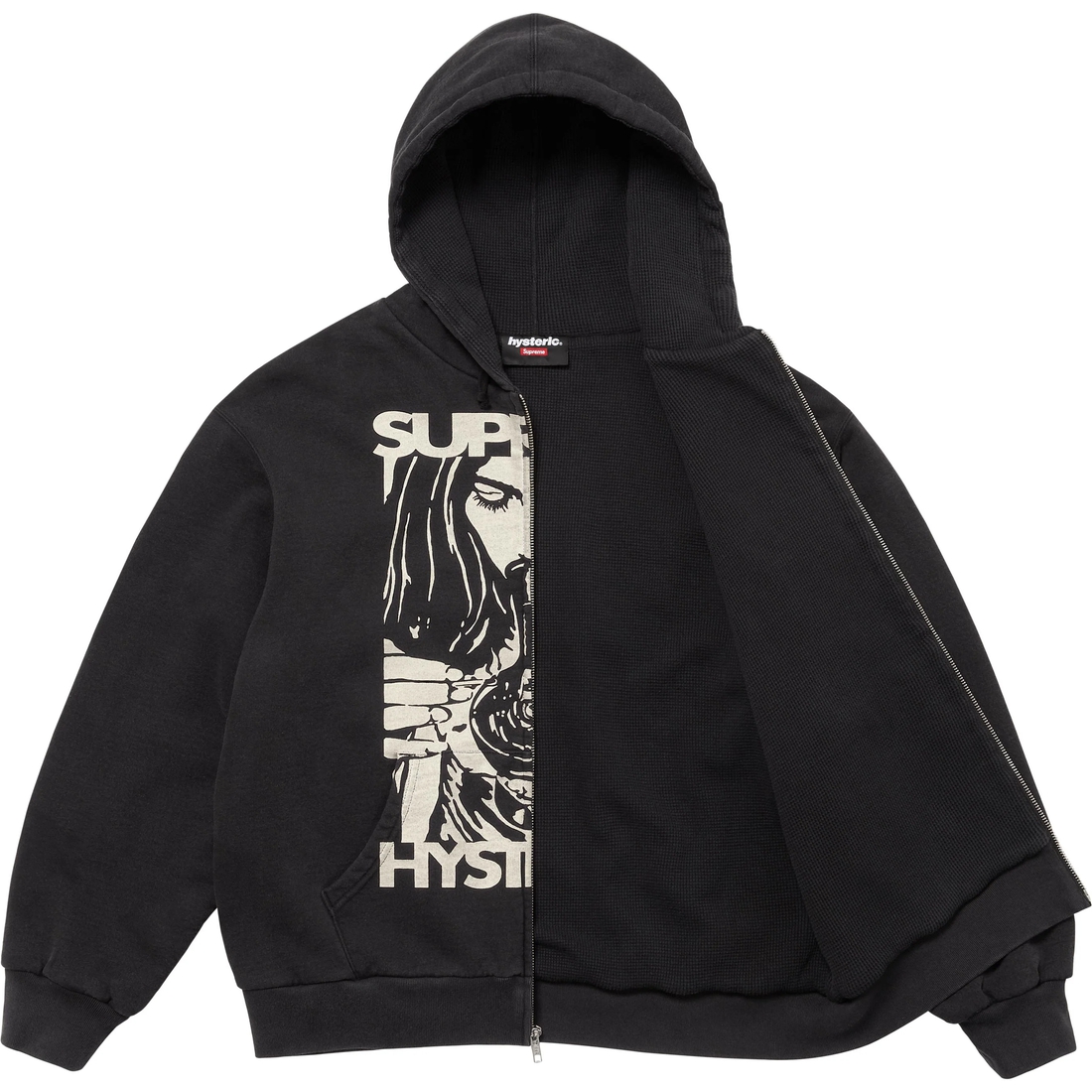 Supreme Supreme HYSTERIC GLAMOUR Thermal Lined Zip Up Hooded Sweatshirt (FW24) - Black - $218