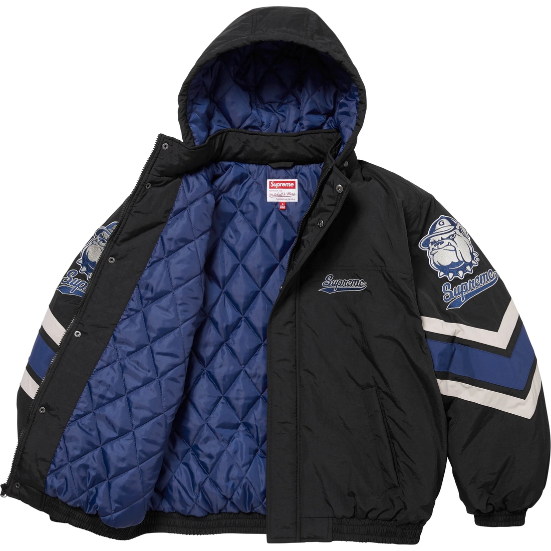 Supreme Supreme Mitchell & Ness NCAA Hooded Stadium Jacket (FW24) - Black - $368