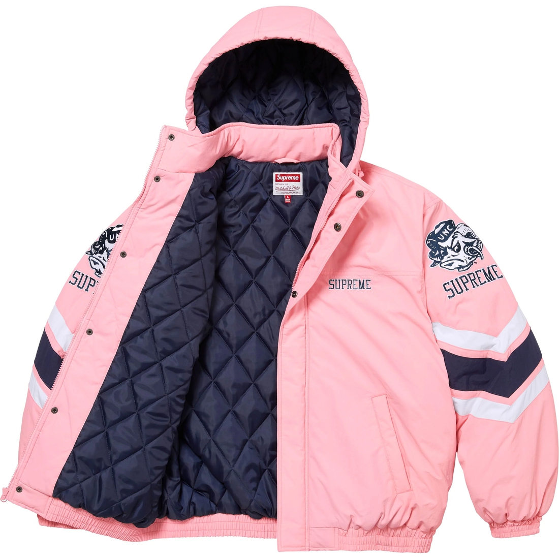 Supreme Supreme Mitchell & Ness NCAA Hooded Stadium Jacket (FW24) - Pink - $368