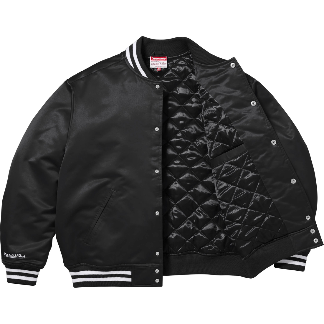 Supreme Supreme Mitchell & Ness Satin Varsity Jacket (FW24) - Black - $248