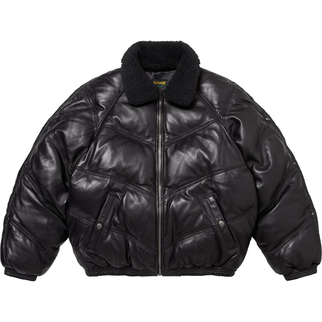 Supreme Supreme Schott Chevron Leather Down Puffer Jacket (FW24) - Black - $1298