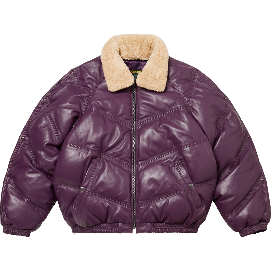 Supreme Supreme Schott Chevron Leather Down Puffer Jacket (FW24) - Purple - $1298