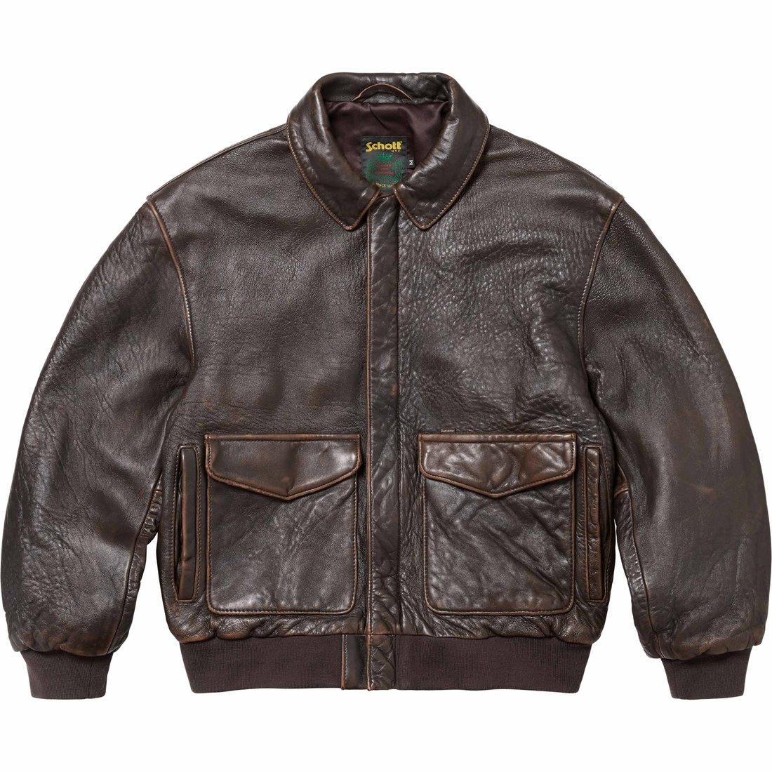 Supreme Supreme Schott Snow White Hand-Painted Leather A2 Jacket (FW24) - Brown - $3998