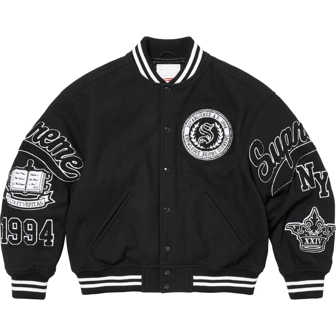 Supreme Veritas Varsity Jacket (FW24) - Black - $498