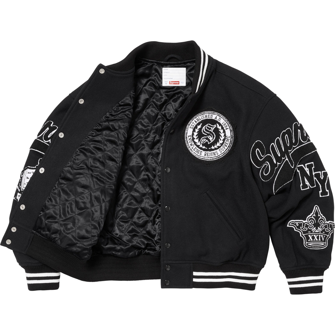 Supreme Veritas Varsity Jacket (FW24) - Black - $498