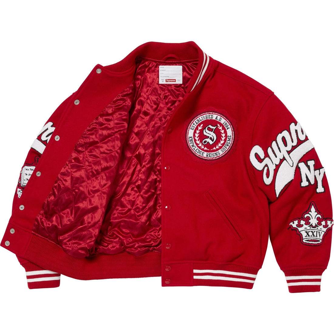 Supreme Veritas Varsity Jacket (FW24) - Red - $498