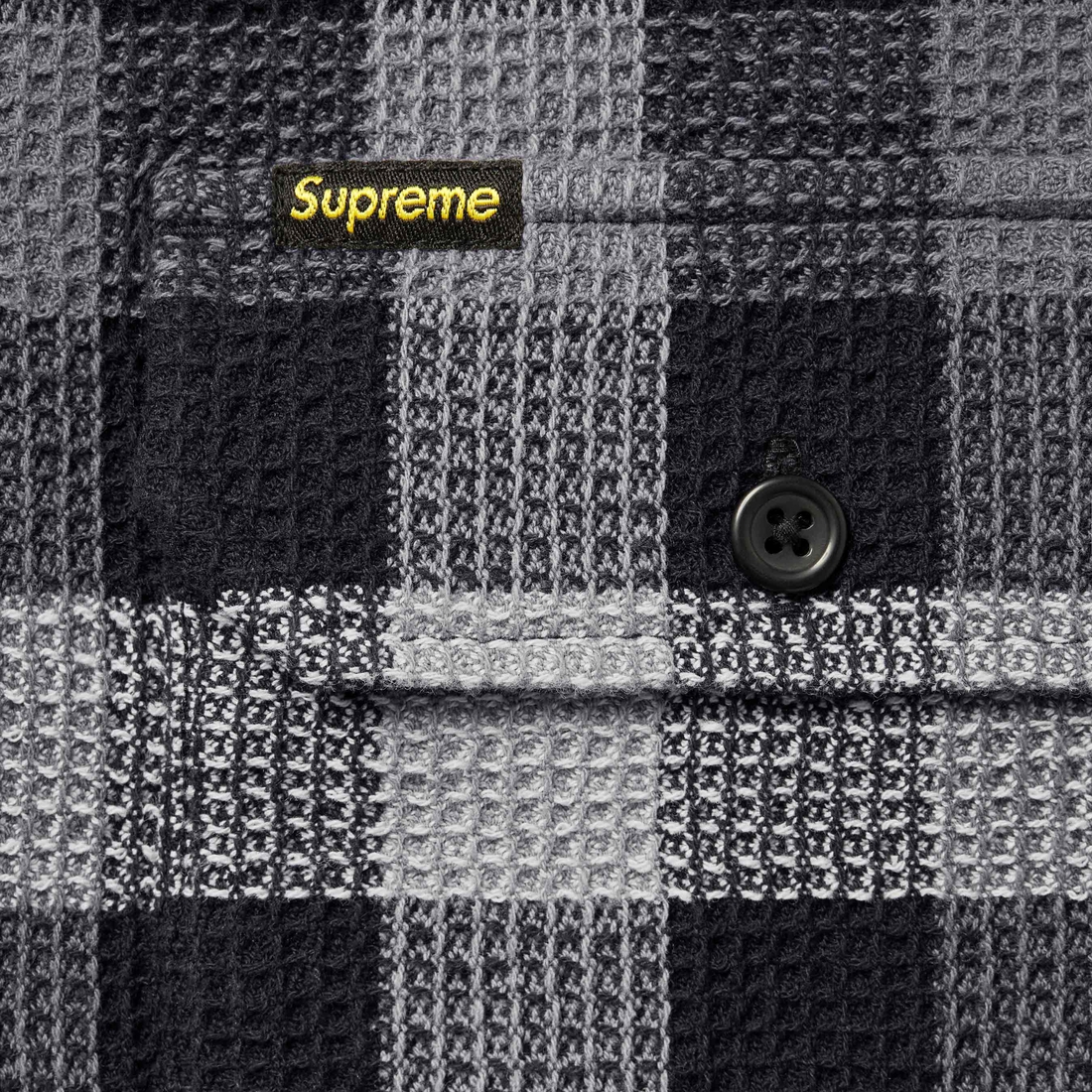 Supreme Waffle Plaid Hooded Shirt (FW24) - Black - $158