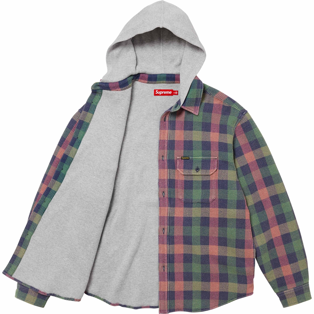 Supreme Waffle Plaid Hooded Shirt (FW24) - Multicolor - $158