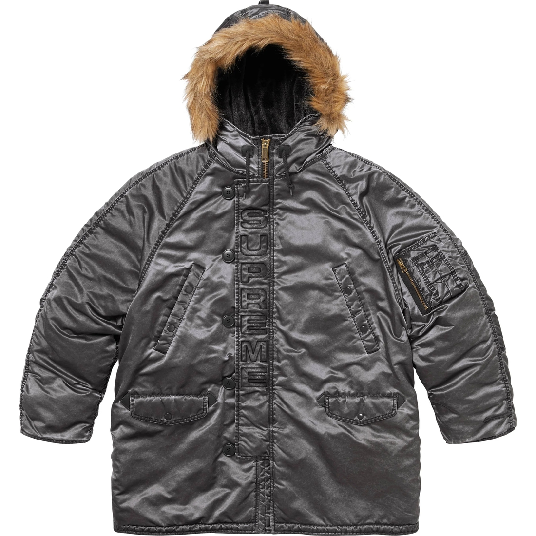 Supreme Washed Flight Satin N-3B Parka (FW24) - Black - $498