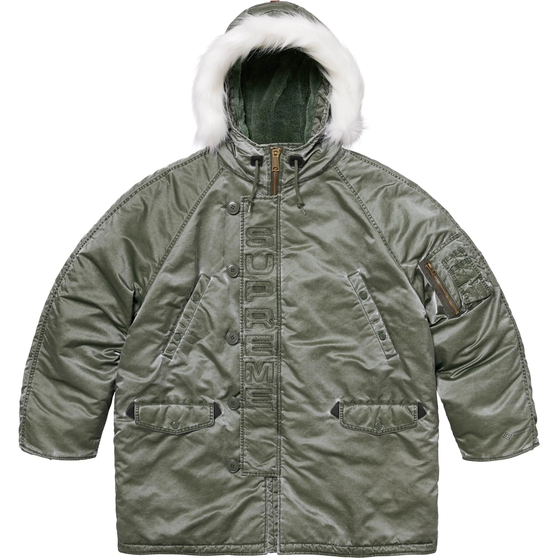 Supreme Washed Flight Satin N-3B Parka (FW24) - Olive - $498