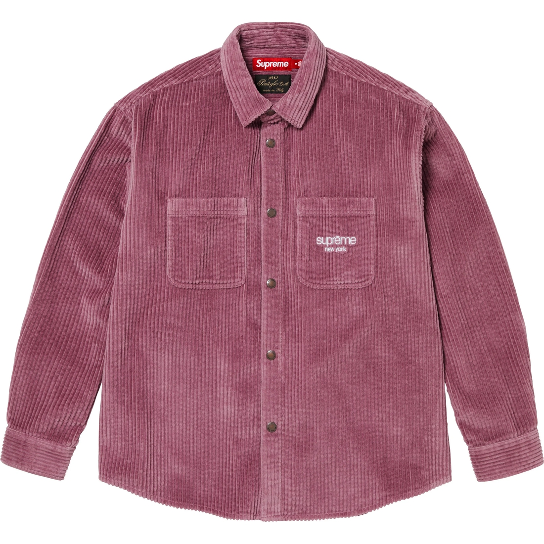 Supreme Wide Wale Corduroy Snap Shirt (FW24) - Dusty Pink - $168
