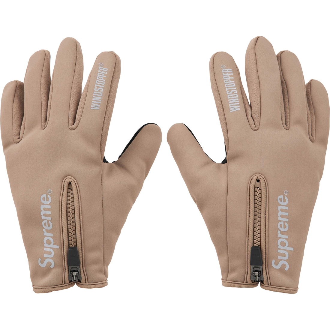 Supreme WINDSTOPPER Zip Gloves (FW24) - Taupe - $68
