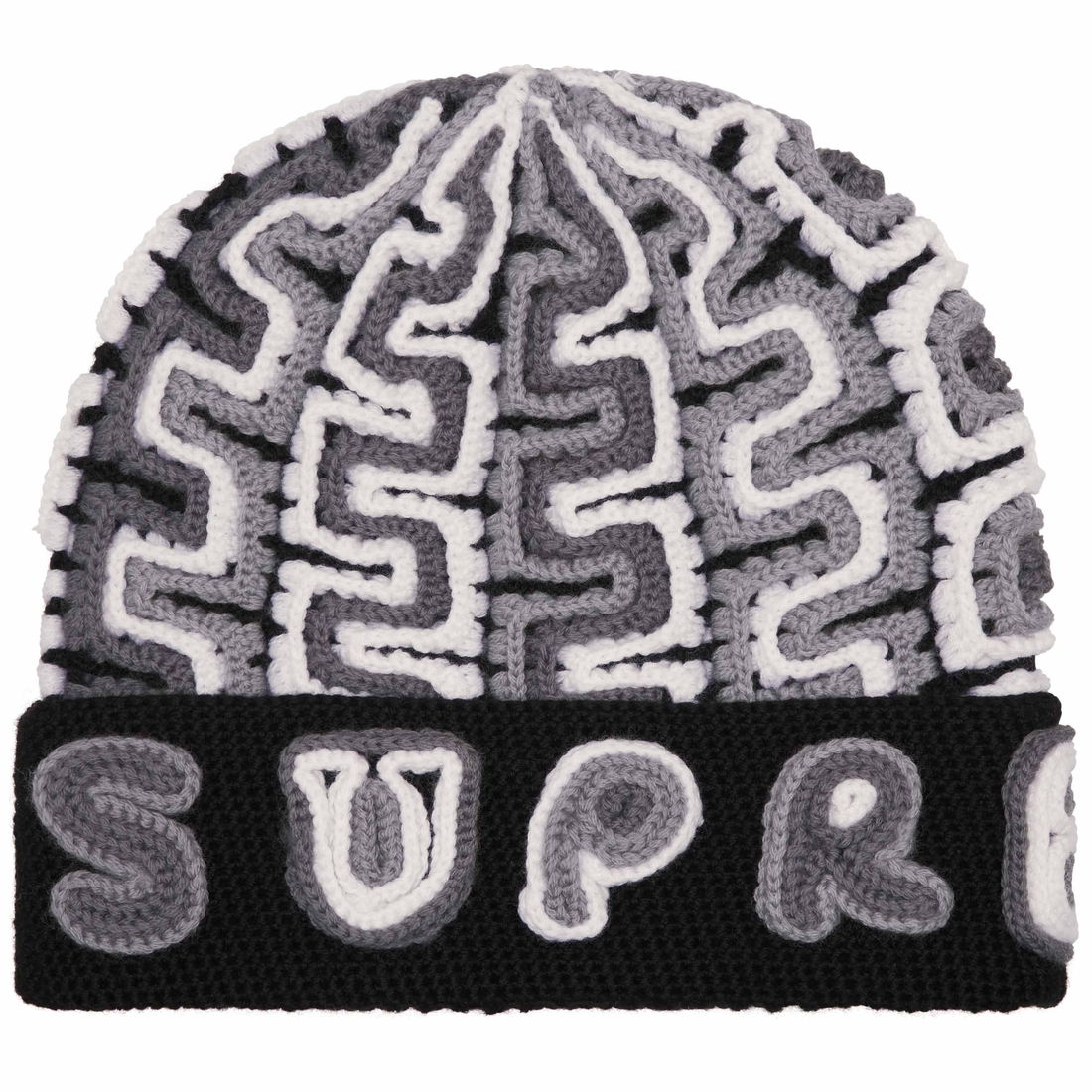 Supreme Yarn Appliqué Beanie (FW24) - Black - $110