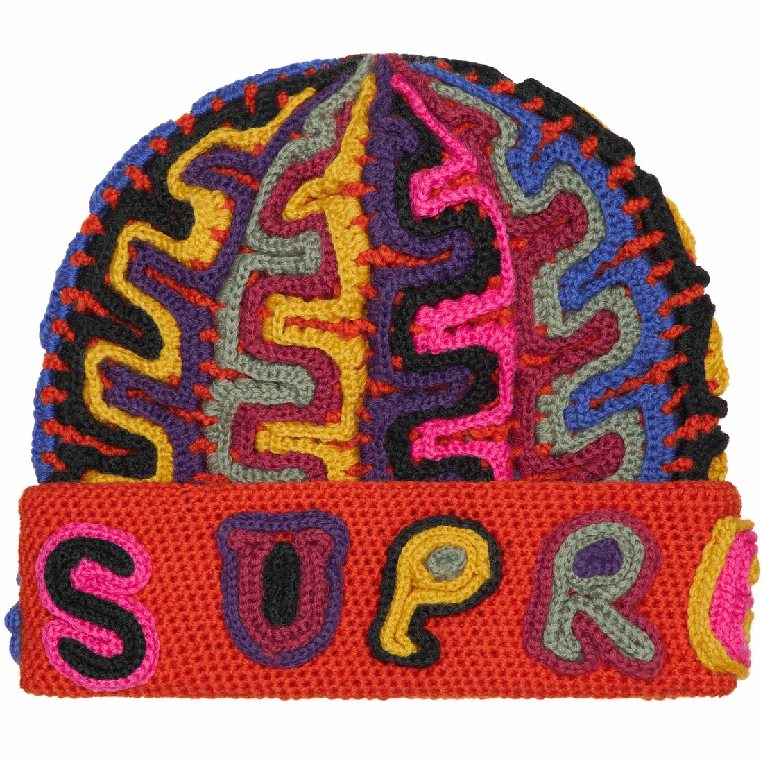 Supreme Yarn Appliqué Beanie (FW24) - Dark Orange - $110