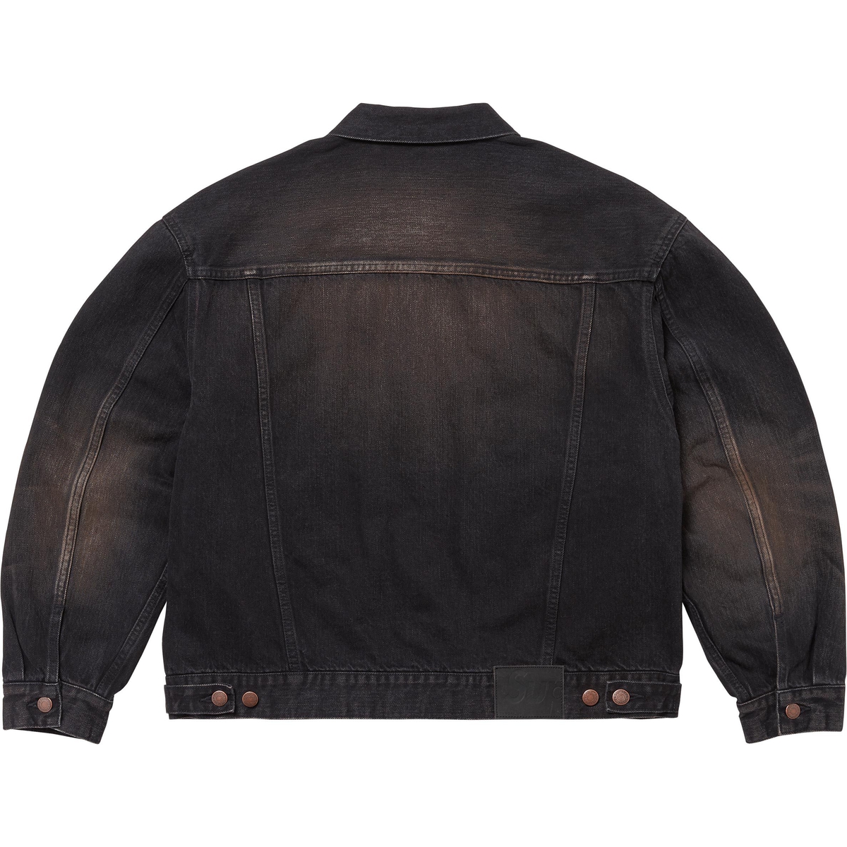 Supreme Distressed Selvedge Trucker Jacket (FW24) - Washed Black - $368