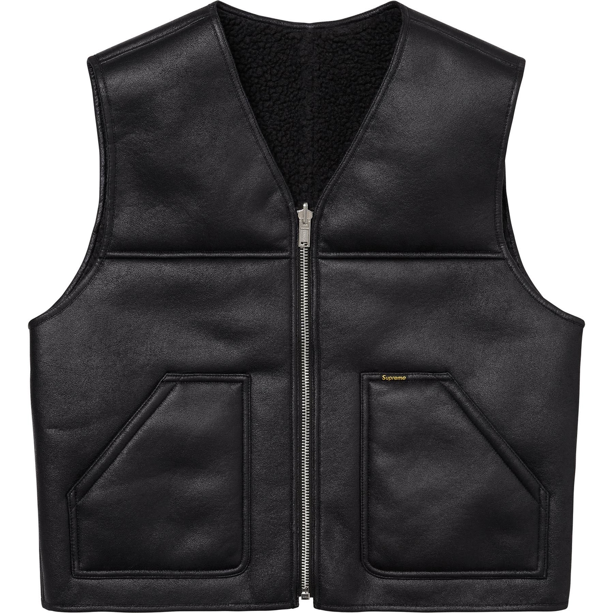 Supreme Reversible Faux Shearling Vest (FW24) - Black - $188