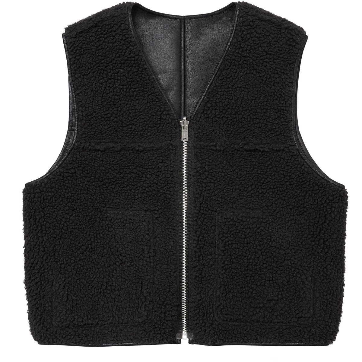 Supreme Reversible Faux Shearling Vest (FW24) - Black - $188