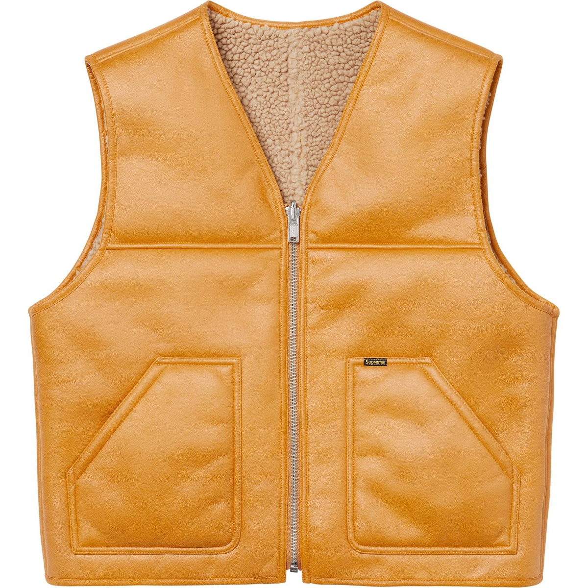 Supreme Reversible Faux Shearling Vest (FW24) - Yellow - $188
