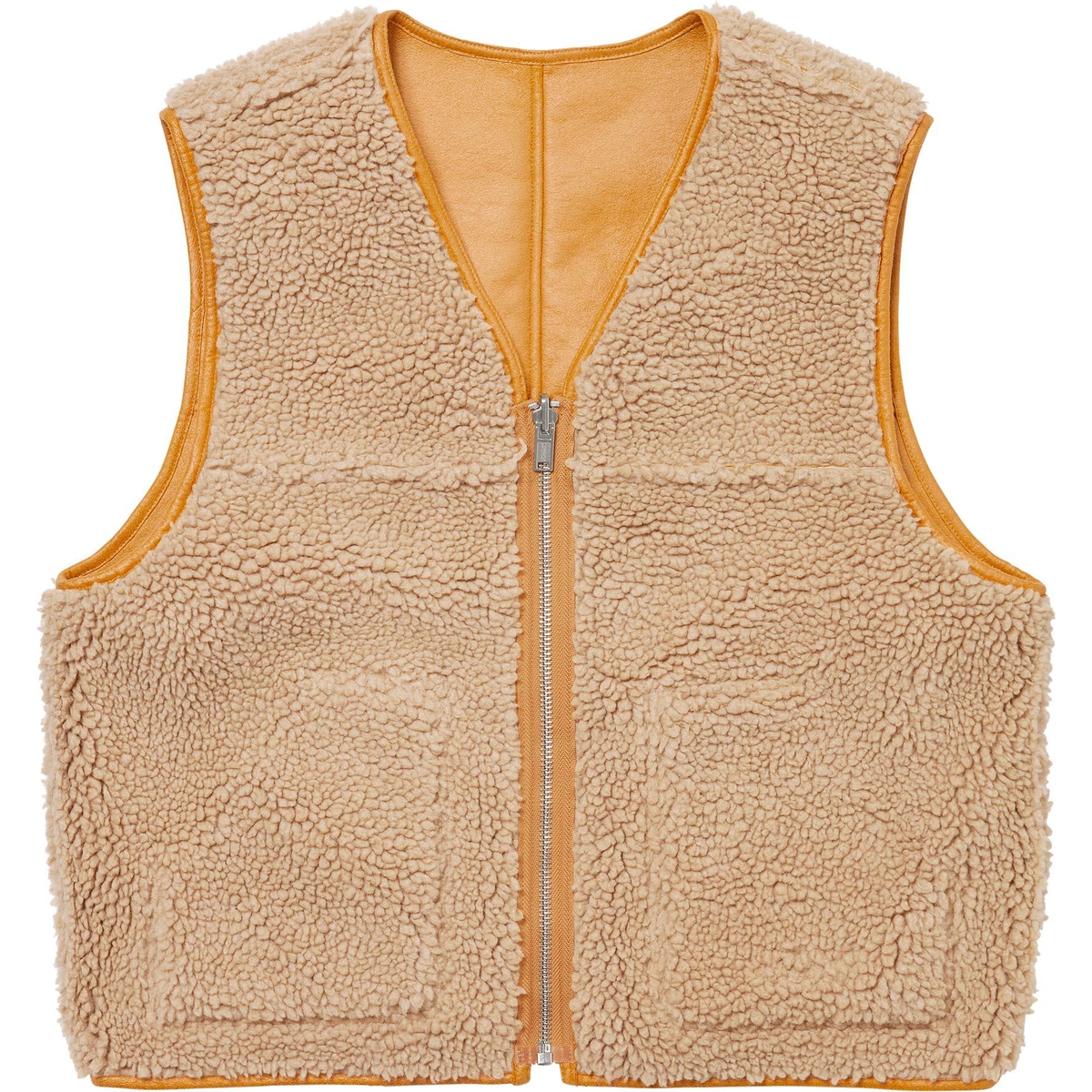 Supreme Reversible Faux Shearling Vest (FW24) - Yellow - $188