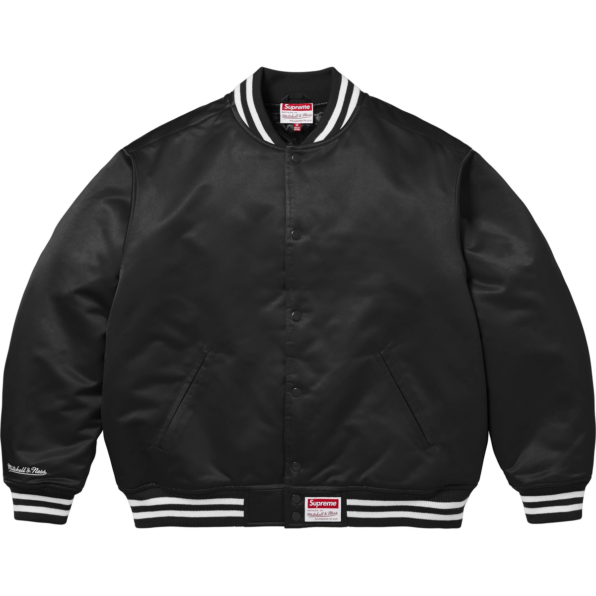 Supreme Supreme Mitchell & Ness Satin Varsity Jacket (FW24) - Black - $248