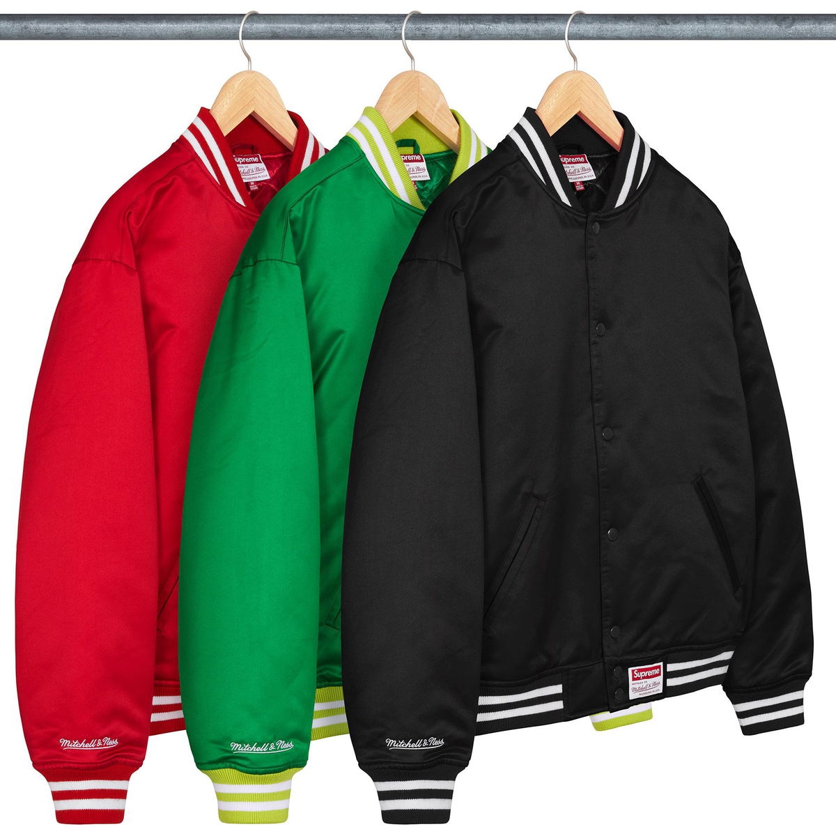 Supreme Supreme Mitchell & Ness Satin Varsity Jacket releasing on Week 12 for fall winter 2024