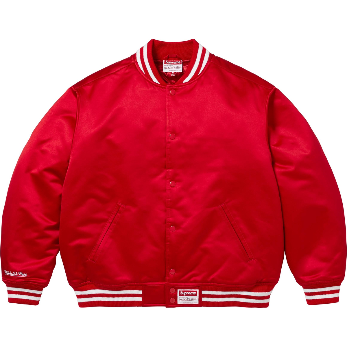Supreme Supreme Mitchell & Ness Satin Varsity Jacket (FW24) - Red - $248