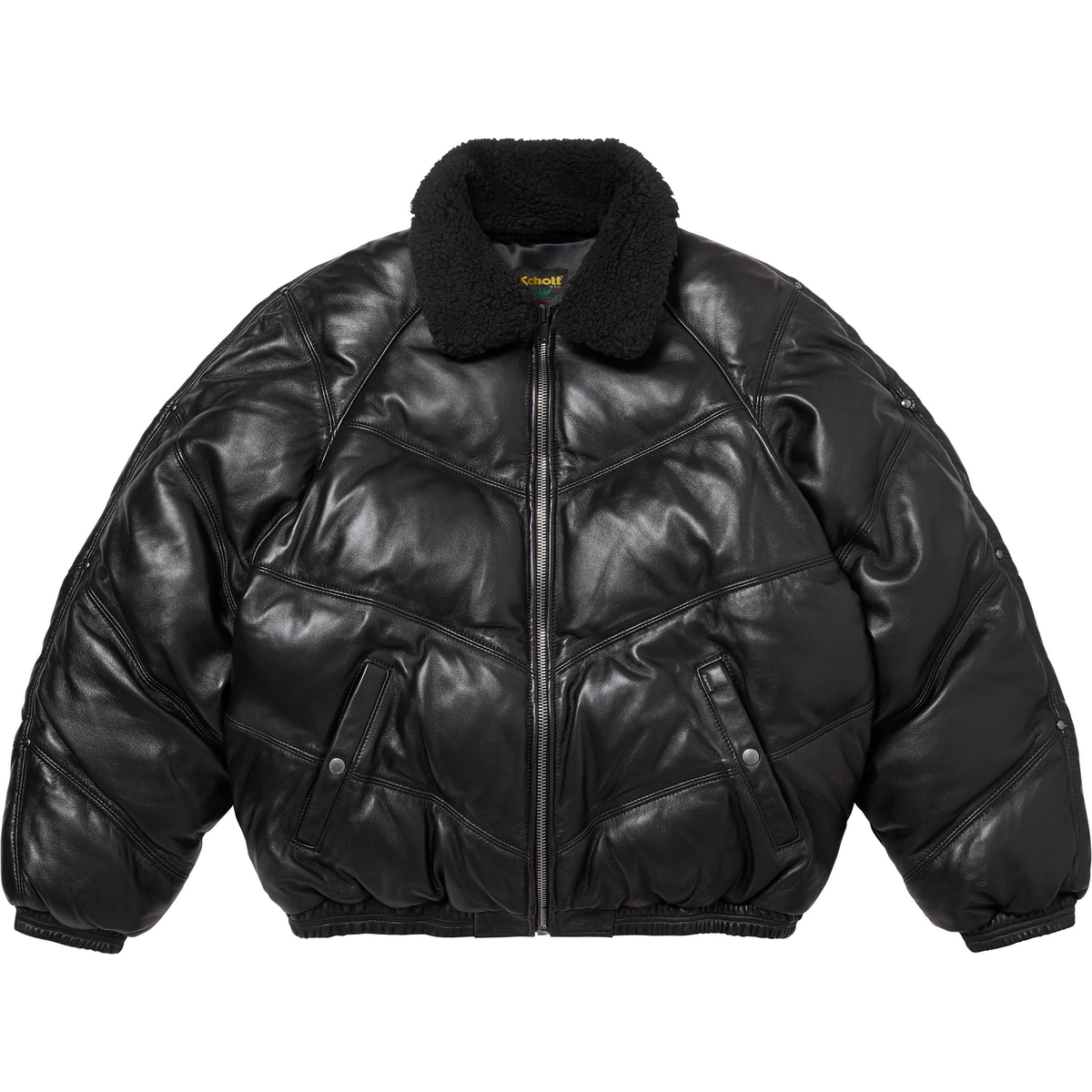Supreme Supreme Schott Chevron Leather Down Puffer Jacket (FW24) - Black - $1298