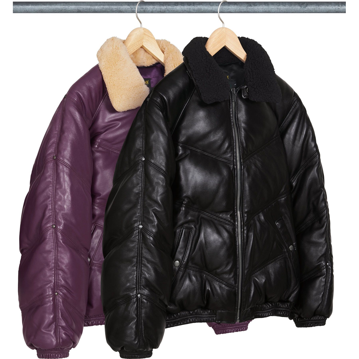 Supreme Supreme Schott Chevron Leather Down Puffer Jacket (FW24) - Group Shots - $1298