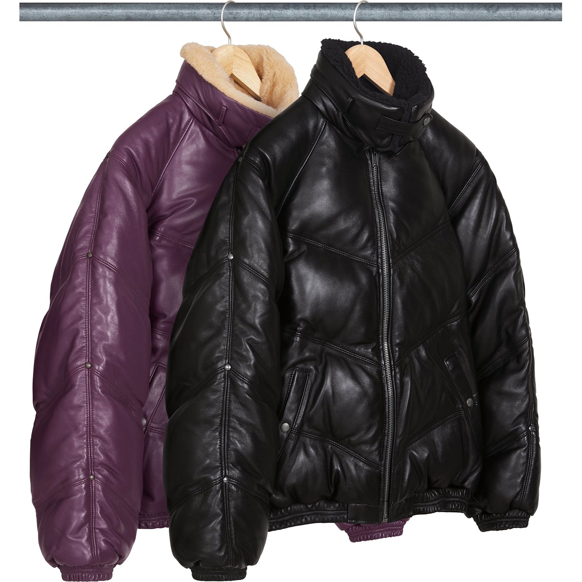 Supreme Supreme Schott Chevron Leather Down Puffer Jacket releasing on Week 19 for fall winter 2024