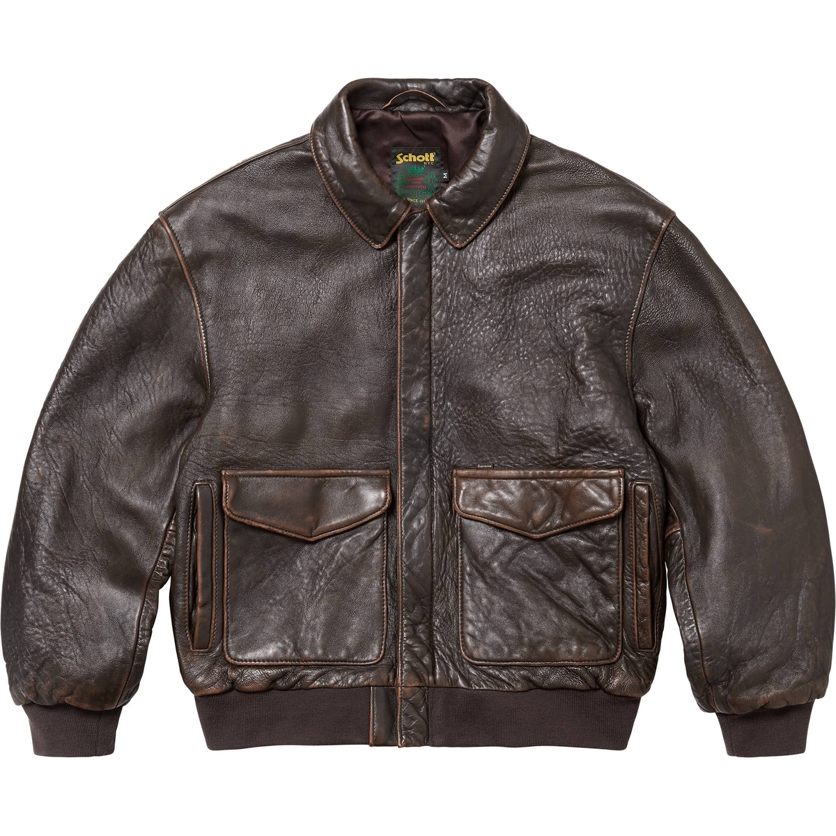 Supreme Supreme Schott Snow White Hand-Painted Leather A2 Jacket (FW24) - Brown - $3998