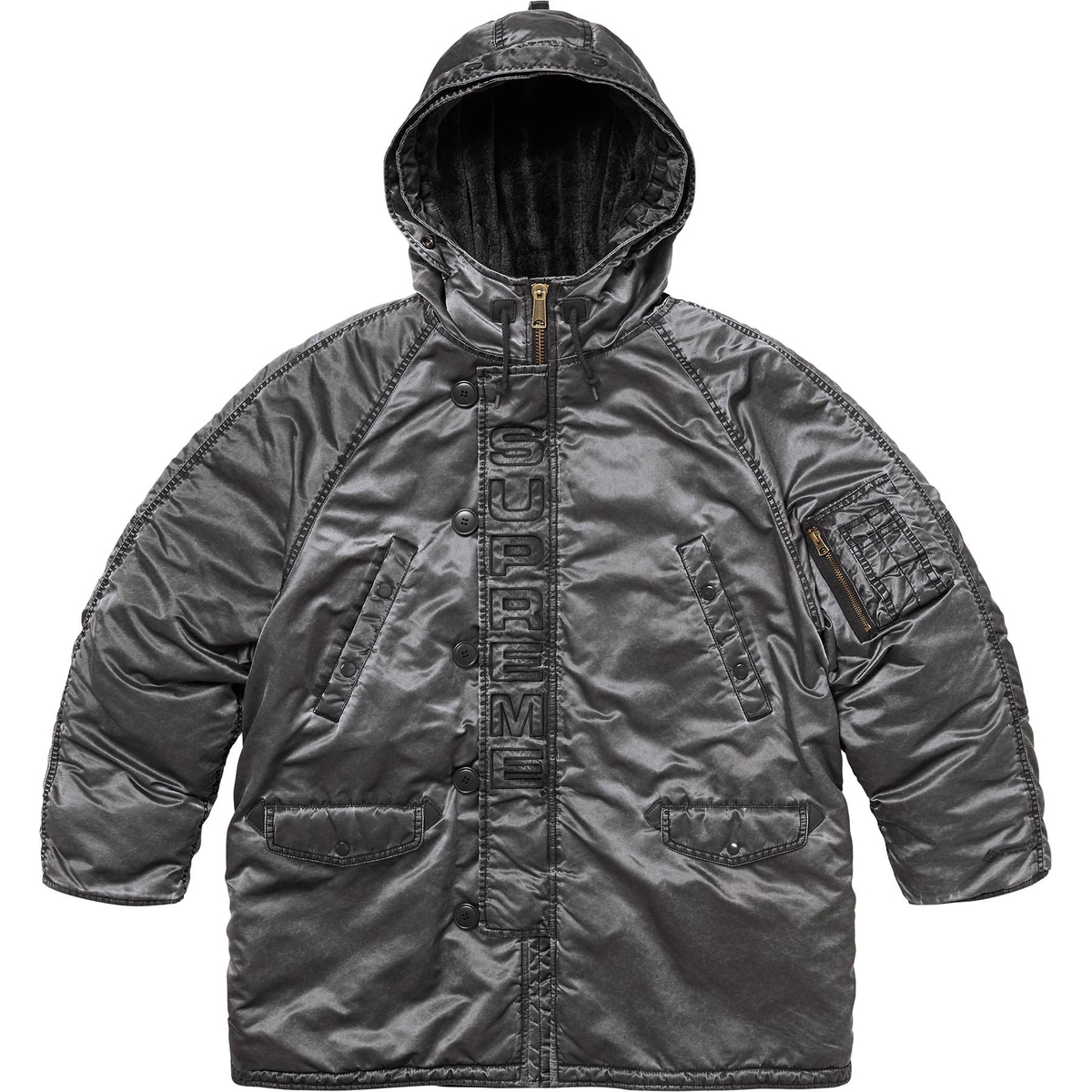 Supreme Washed Flight Satin N-3B Parka (FW24) - Black - $498