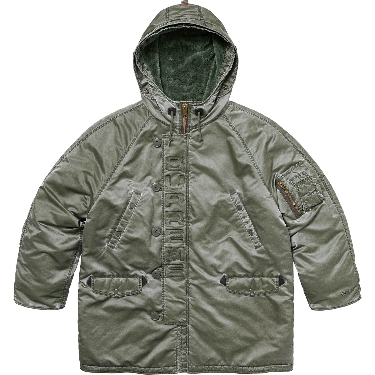 Supreme Washed Flight Satin N-3B Parka (FW24) - Olive - $498