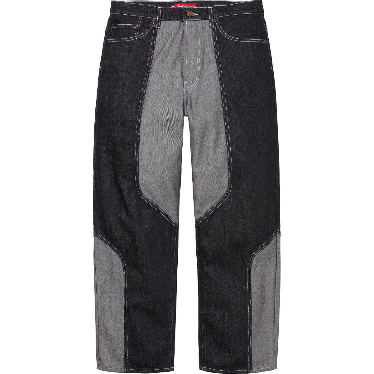 Supreme 2-Tone Paneled Baggy Jean (FW24) - Black - $188