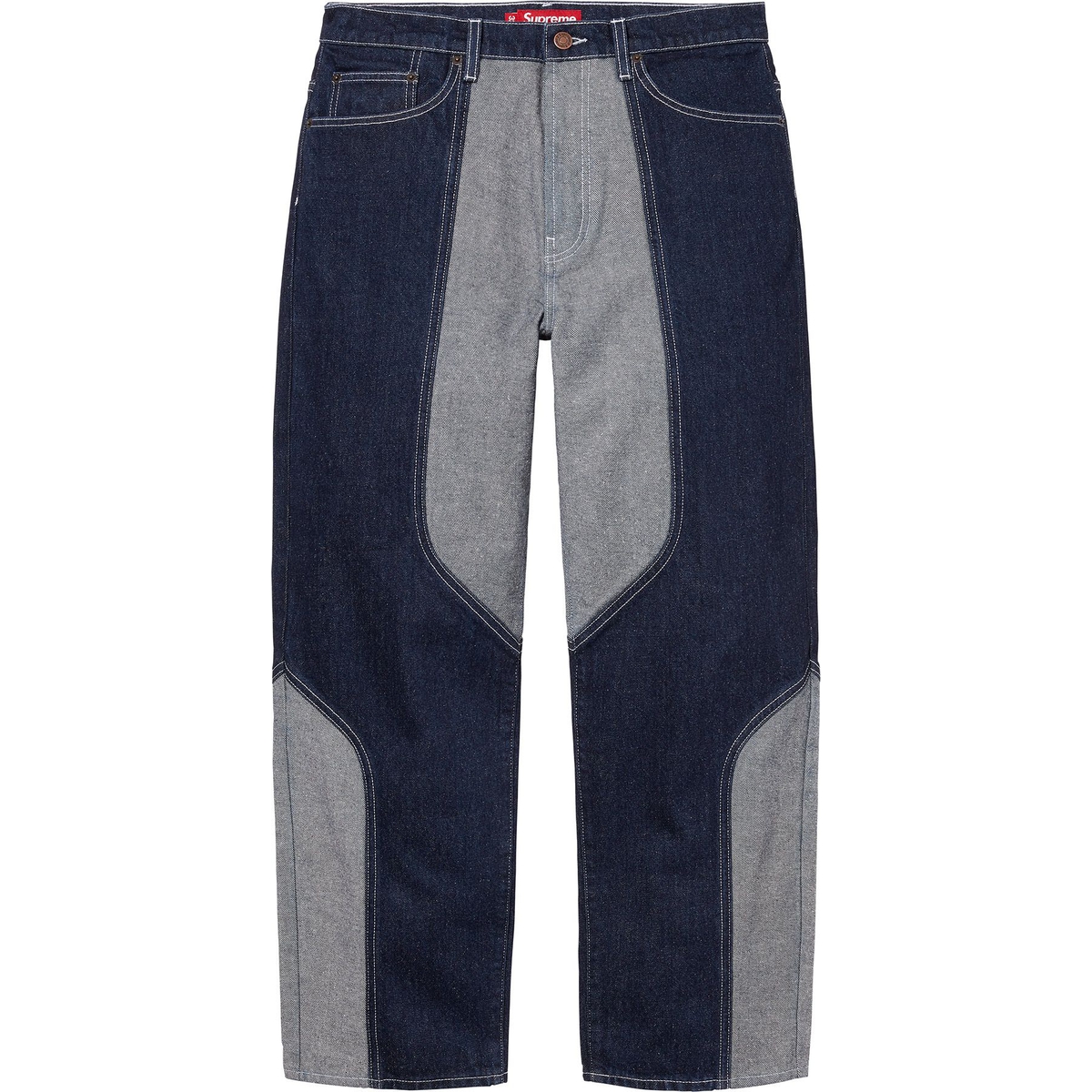 Supreme 2-Tone Paneled Baggy Jean (FW24) - Blue - $188