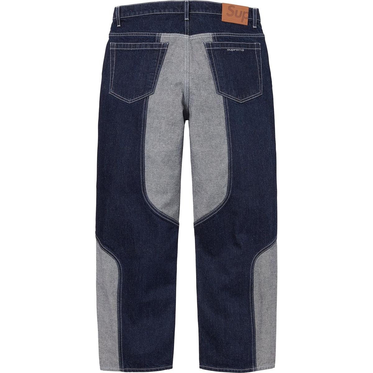 Supreme 2-Tone Paneled Baggy Jean (FW24) - Blue - $188