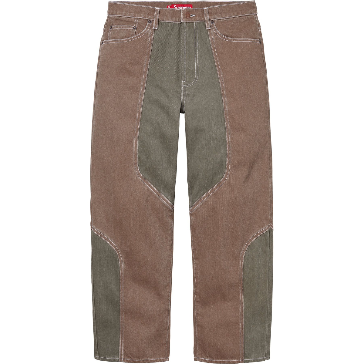 Supreme 2-Tone Paneled Baggy Jean (FW24) - Brown - $188