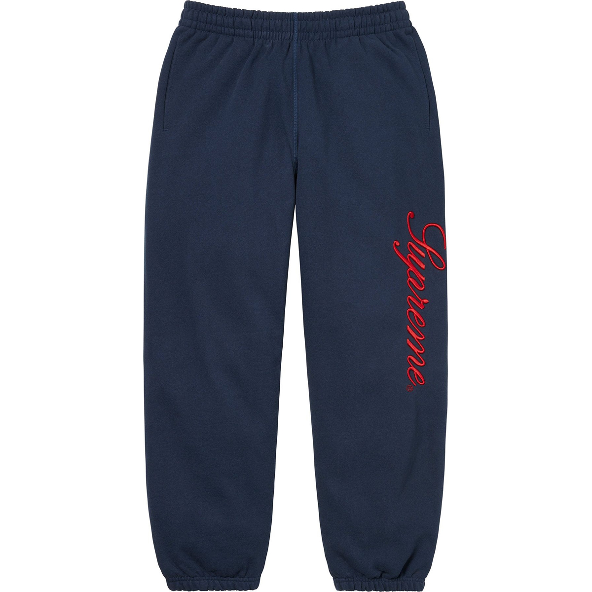 Supreme Embroidered Script Sweatpant (FW24) - Navy - $148