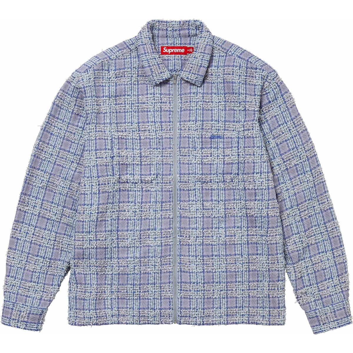 Supreme Bouclé Zip Up Shirt (FW24) - Blue - $168