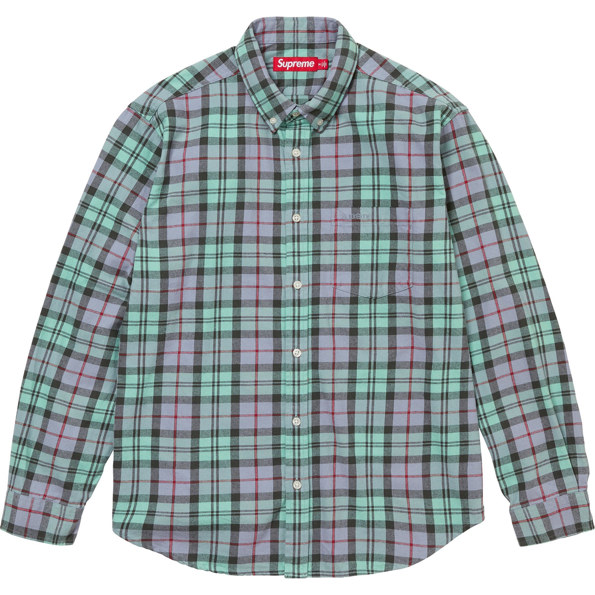Supreme Plaid Flannel Shirt (FW24) - Blue - $138