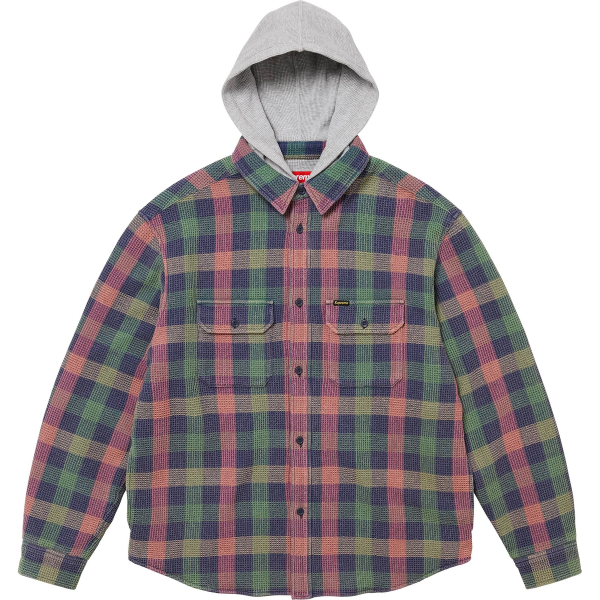 Supreme Waffle Plaid Hooded Shirt (FW24) - Multicolor - $158