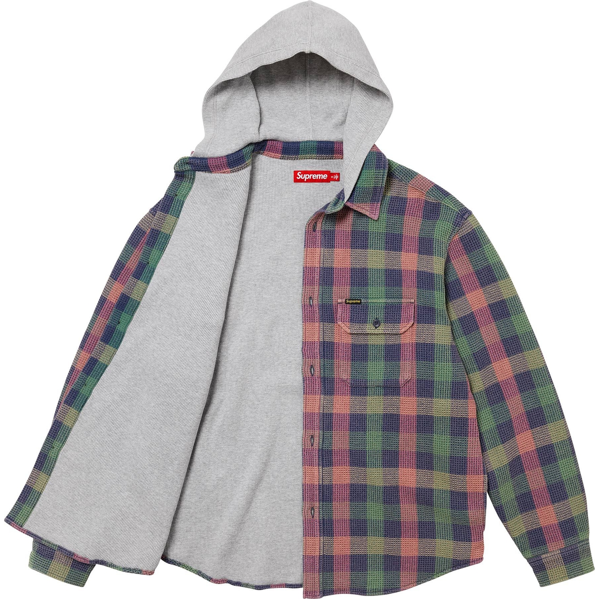 Supreme Waffle Plaid Hooded Shirt (FW24) - Multicolor - $158