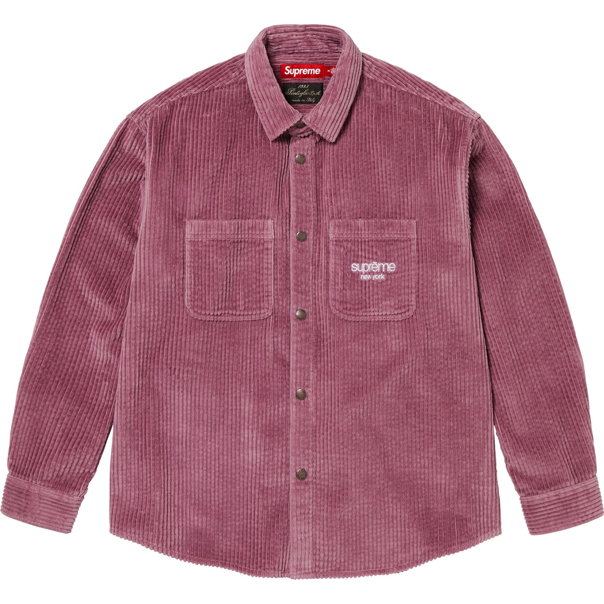 Supreme Wide Wale Corduroy Snap Shirt (FW24) - Dusty Pink - $168