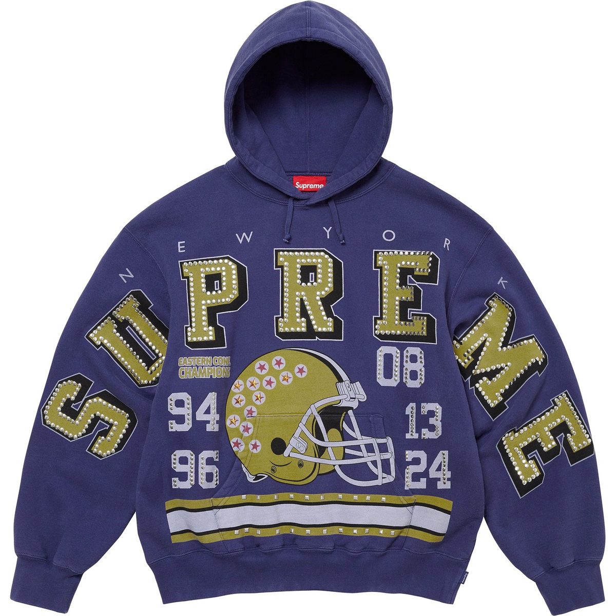 Supreme Champions Studded Hooded Sweatshirt (FW24) - Dark Royal - $188