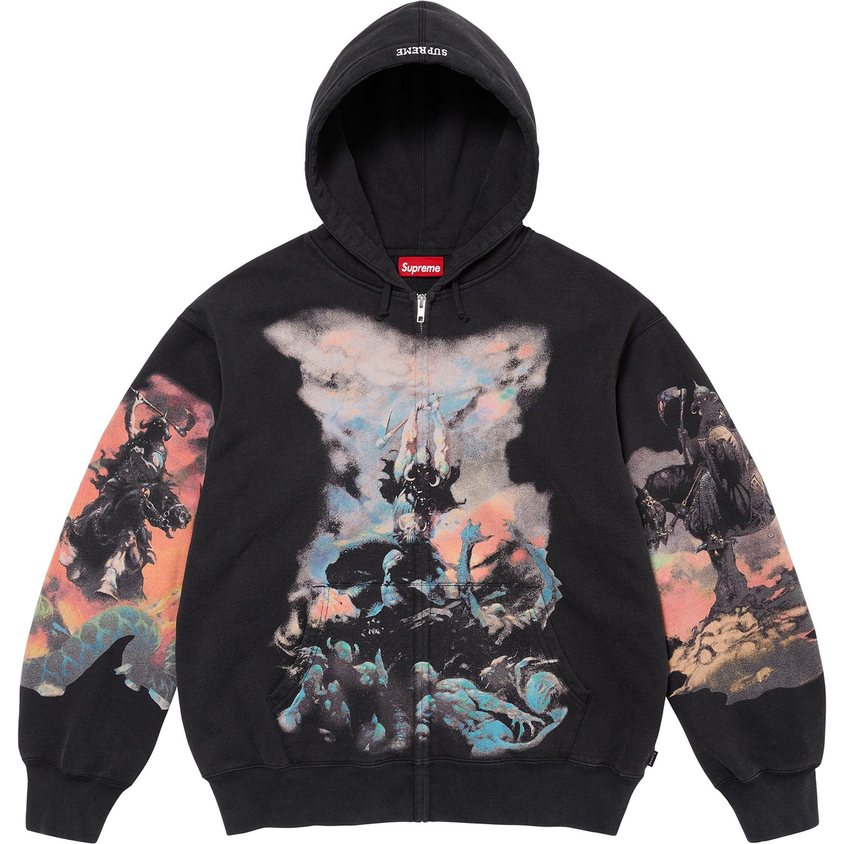 Supreme Supreme Frank Frazetta Zip Up Hooded Sweatshirt (FW24) - Black - $198