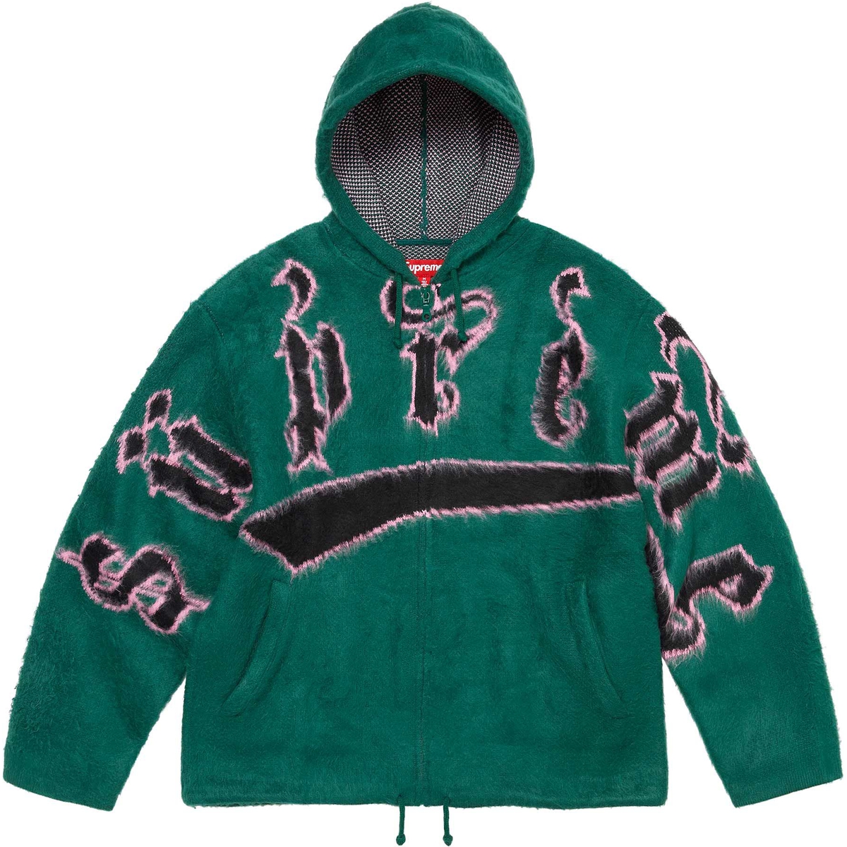 Supreme Accent Brushed Zip Up Hooded Sweater (FW24) - Green - $188