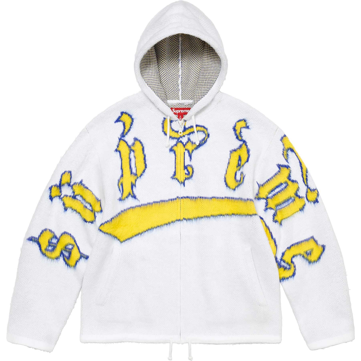 Supreme Accent Brushed Zip Up Hooded Sweater (FW24) - White - $188