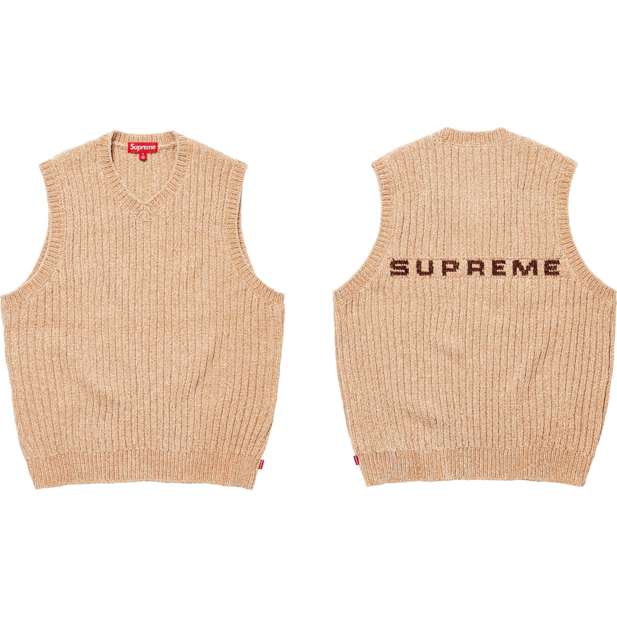 Supreme Chenille Sweater Vest (FW24) - Beige - $138