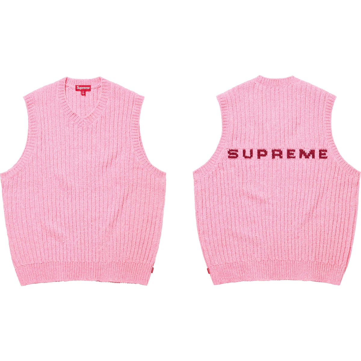 Supreme Chenille Sweater Vest (FW24) - Pink - $138