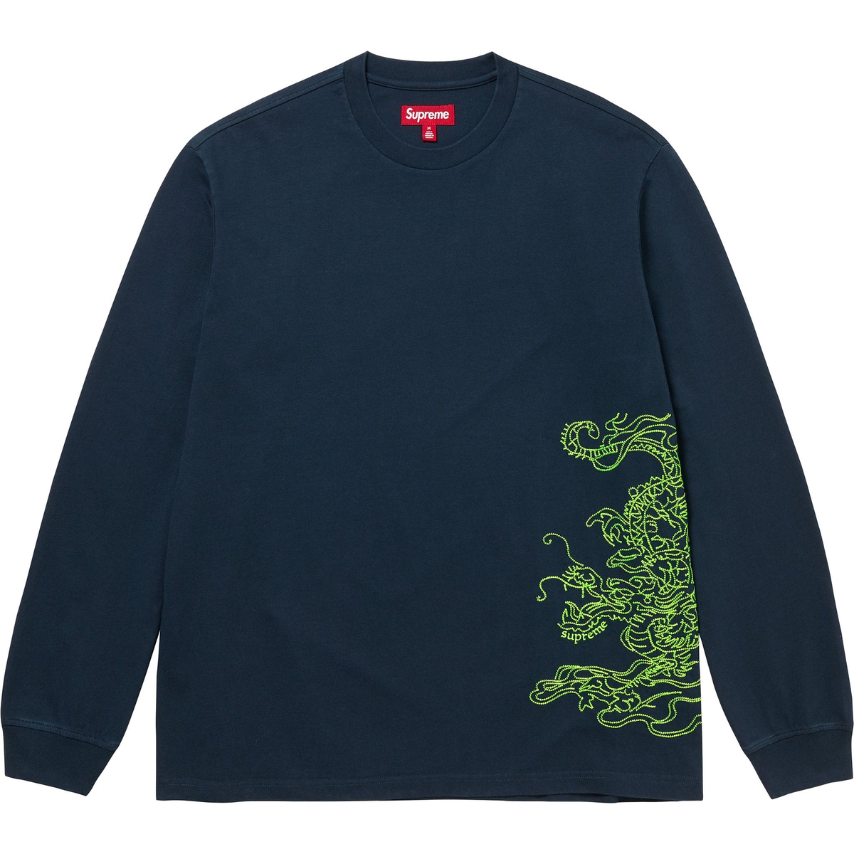 Supreme Dragon Embroidered L S Top (FW24) - Navy - $98